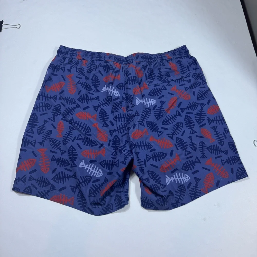 Maamgic Swim Trunks Mens XL Blue 5.5" Tropical Compression Liner Fish bones - Picture 2 of 9